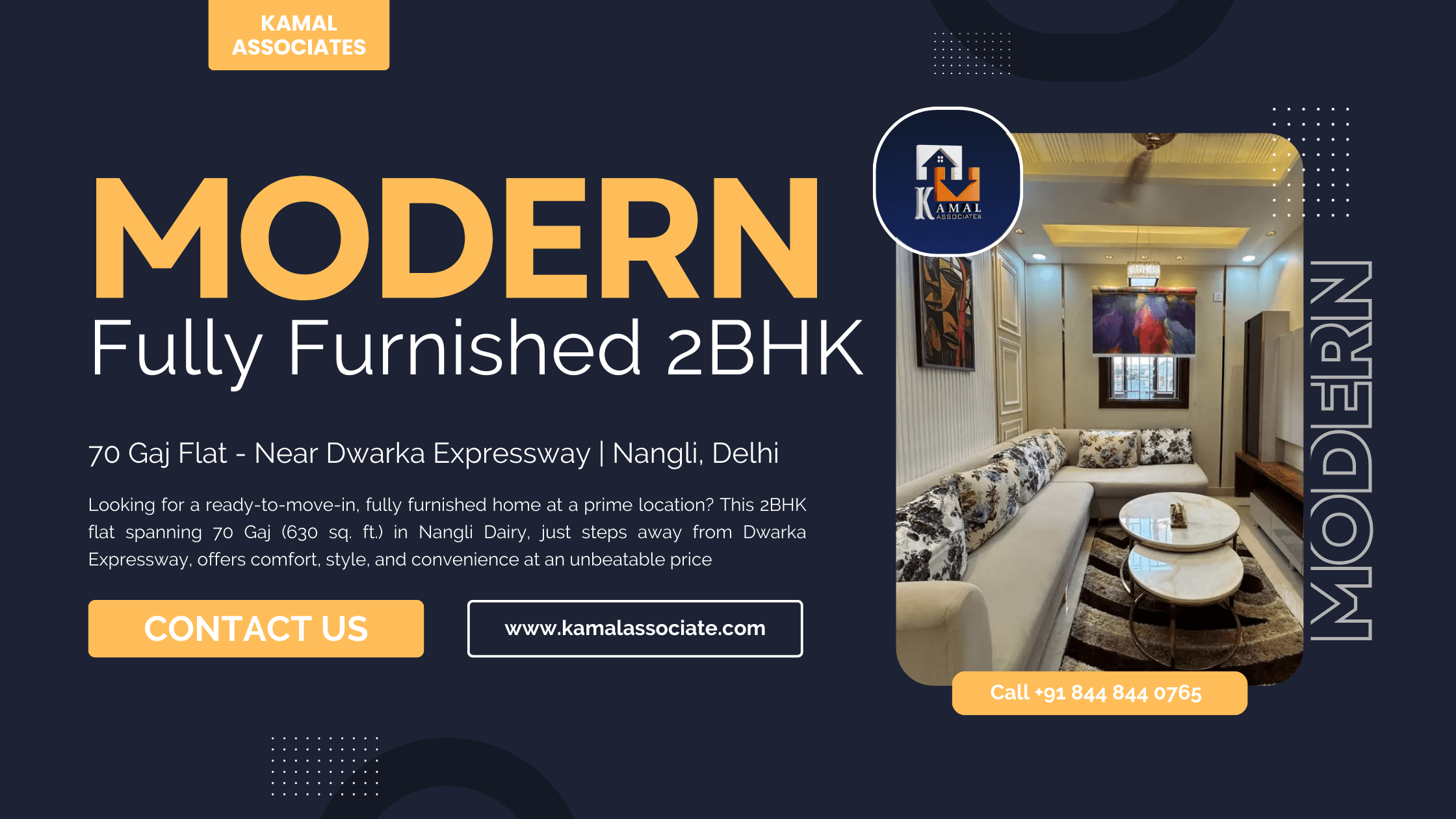 Modern Fully Furnished 2BHK Flat in Nangli Near Dwarka Expressway – Best 70 Gaj Home in Delhi